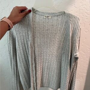 Brandy Melville Light Gray Ribbed Cardigan